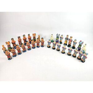Vintage Chess Pieces No Board Incas vs Conquistadors Complete Aztec Mayan